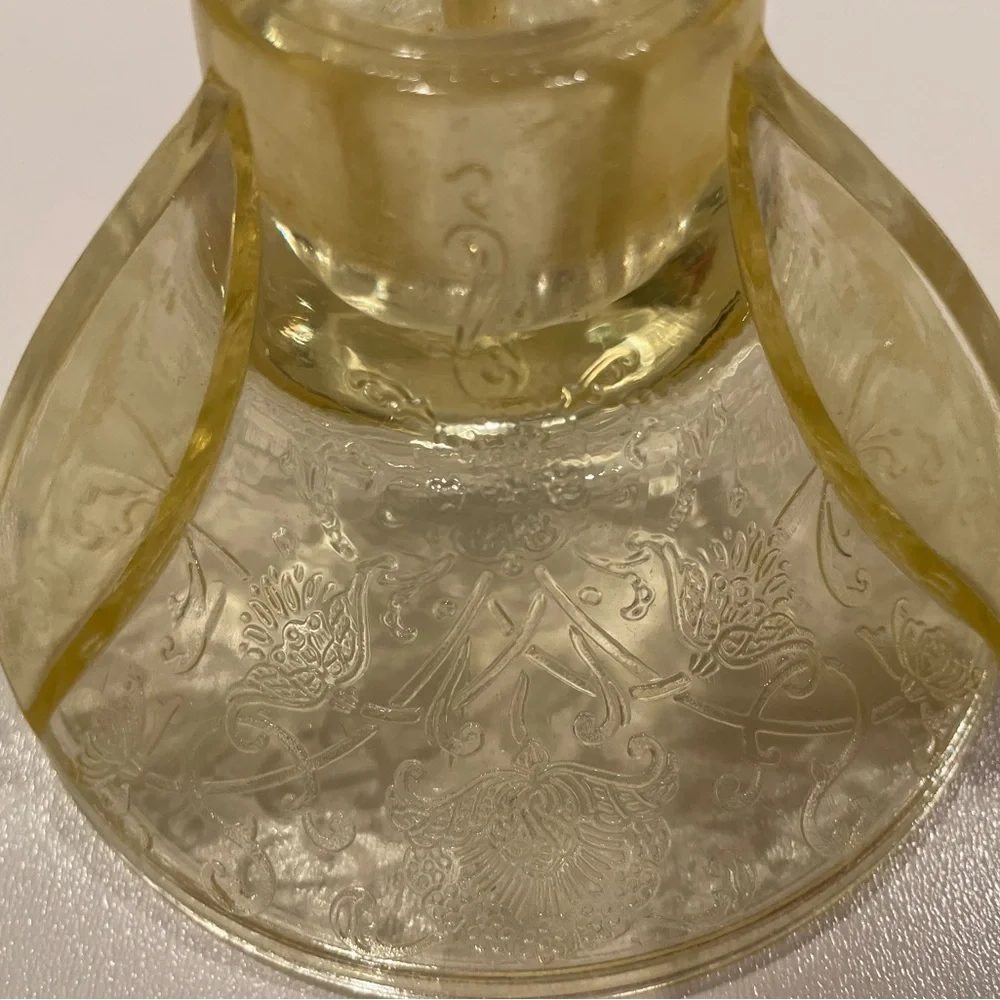 Pair (2) Hazel Atlas Candlestick Holders Yellow “Poppy” Depression Glass | EUC